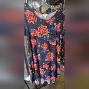 Lularoe carly dress legging material Rose print size M
